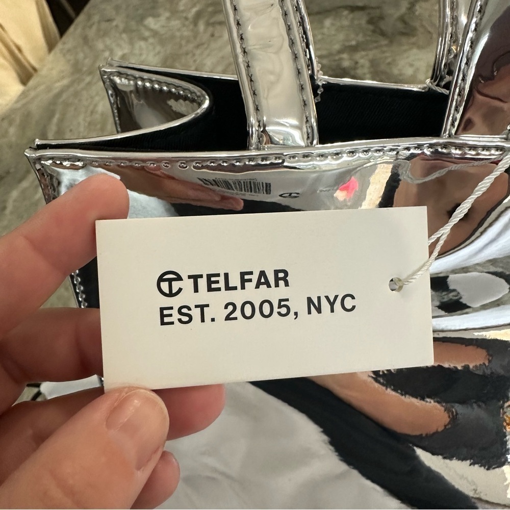 Telfar Medium Shopping Tote Bag - Mirror Silver - Picture 13 of 14